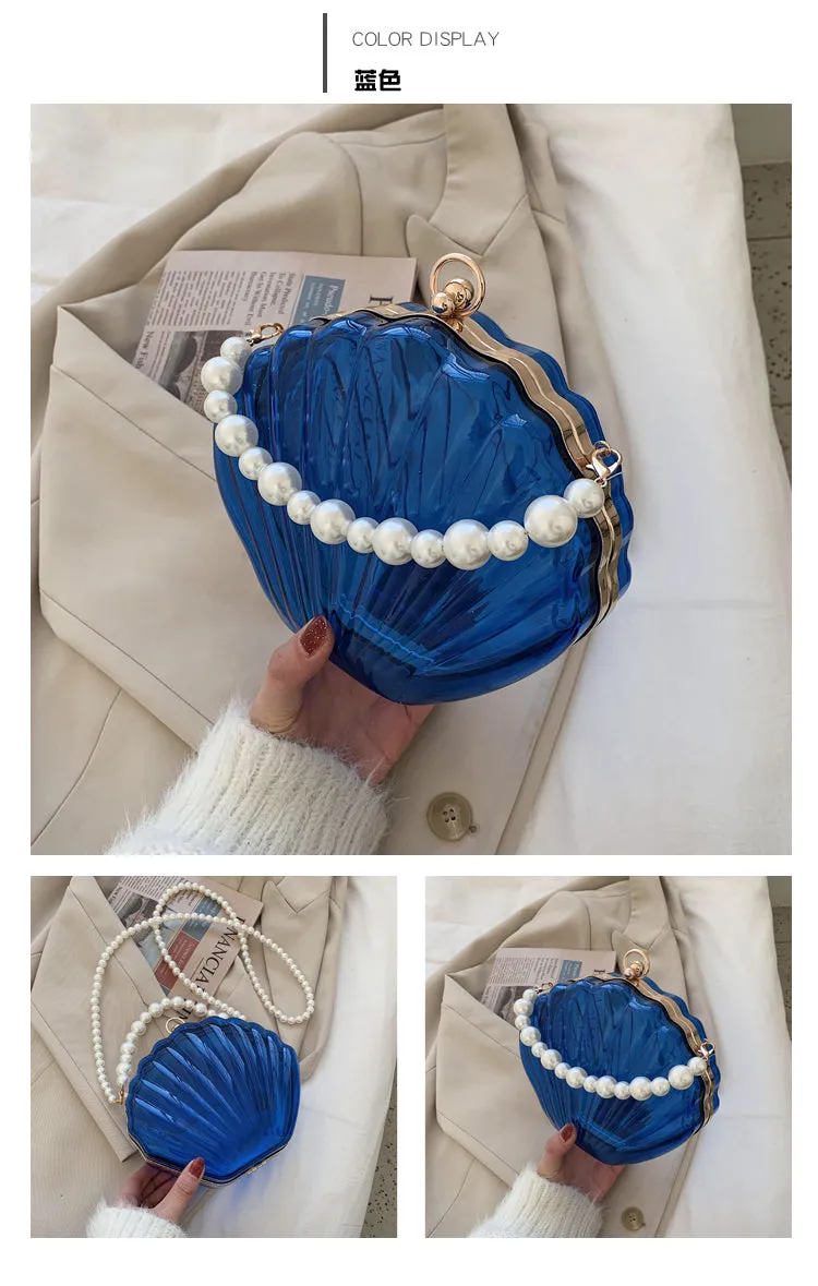 Handbag - Beautiful Transparent Shell with Pearls