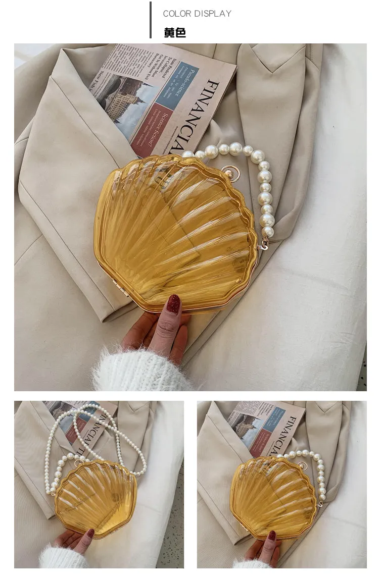 Handbag - Beautiful Transparent Shell with Pearls