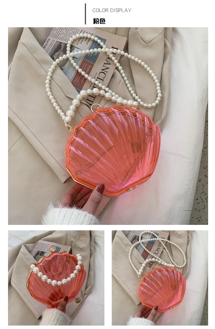 Handbag - Beautiful Transparent Shell with Pearls