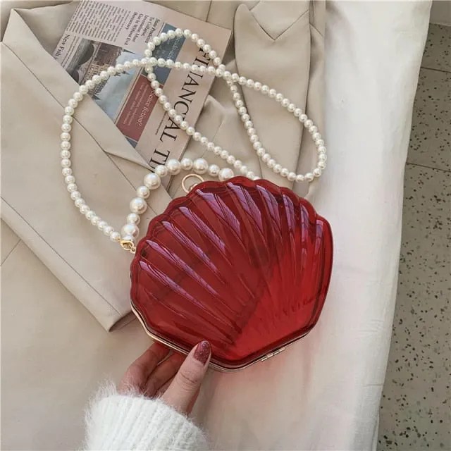 Handbag - Beautiful Transparent Shell with Pearls