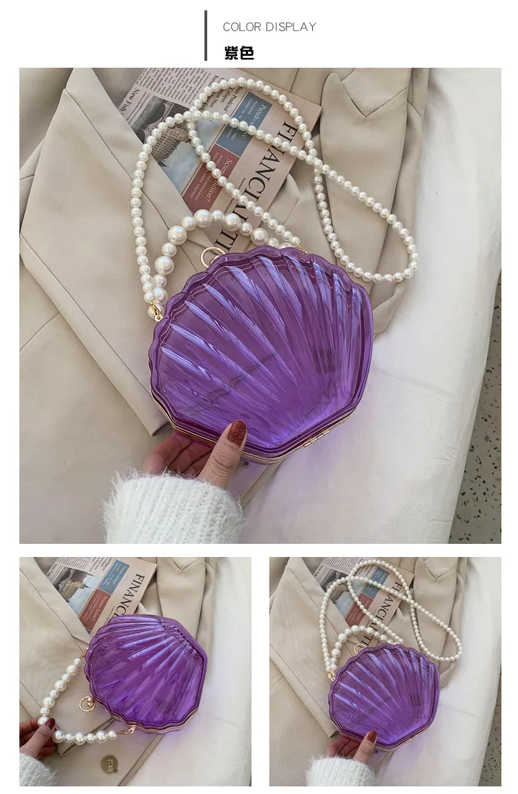 Handbag - Beautiful Transparent Shell with Pearls