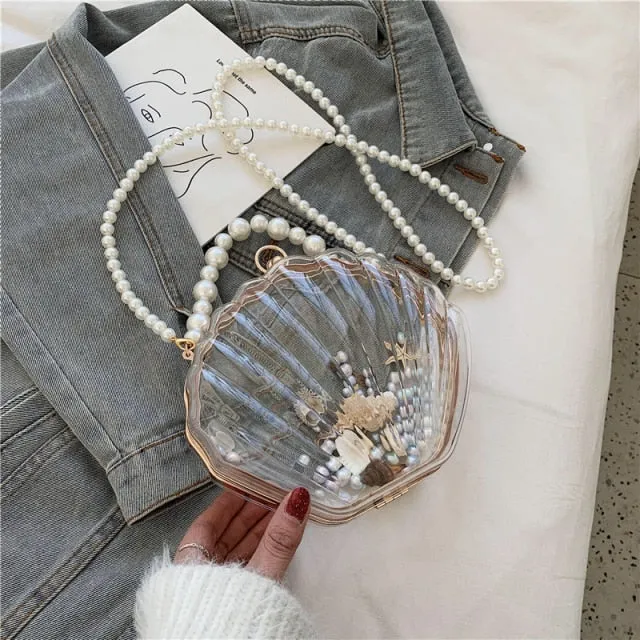 Handbag - Beautiful Transparent Shell with Pearls