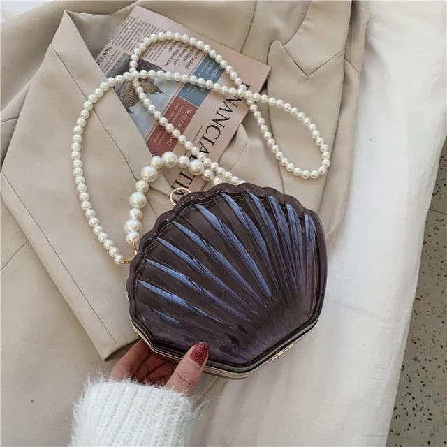 Handbag - Beautiful Transparent Shell with Pearls