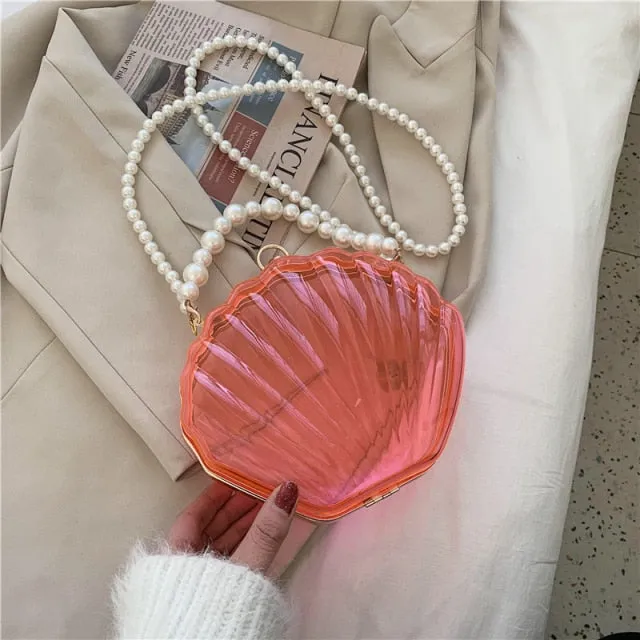 Handbag - Beautiful Transparent Shell with Pearls