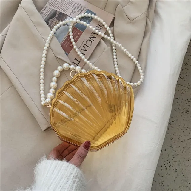 Handbag - Beautiful Transparent Shell with Pearls