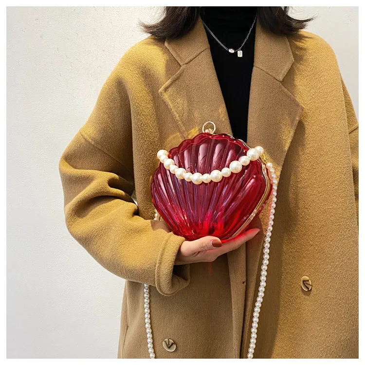 Handbag - Beautiful Transparent Shell with Pearls