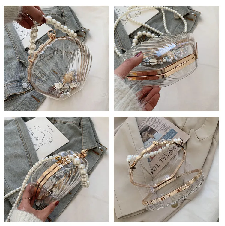 Handbag - Beautiful Transparent Shell with Pearls