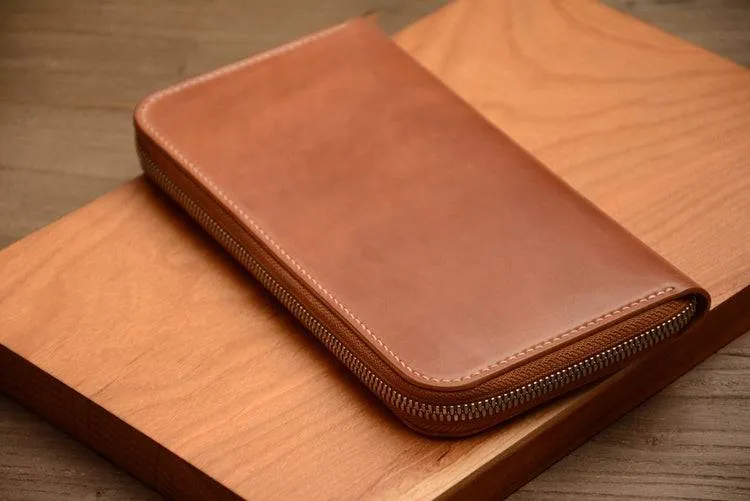 Handmade US Horween Shell Cordovan Leather  Original Whisky Long Wallet Clutch Bag