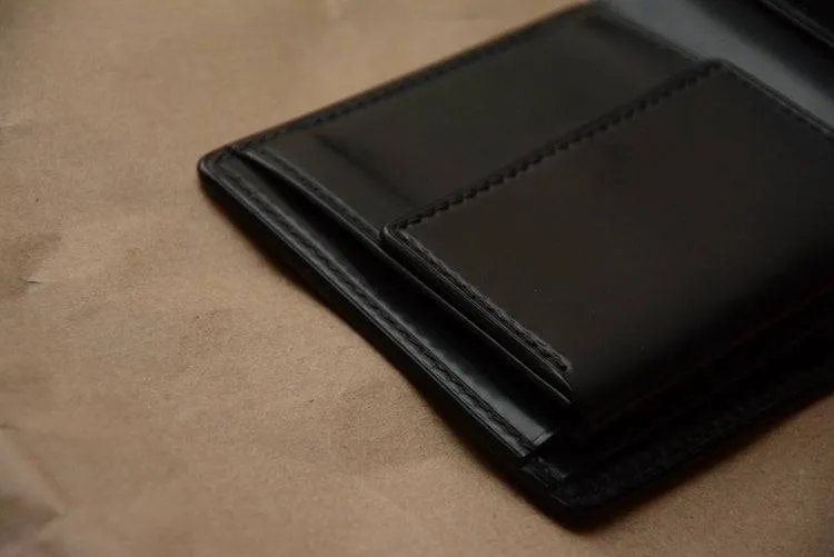 Handmade US Horween Shell Cordovan Leather Short Bi-Folder Wallet