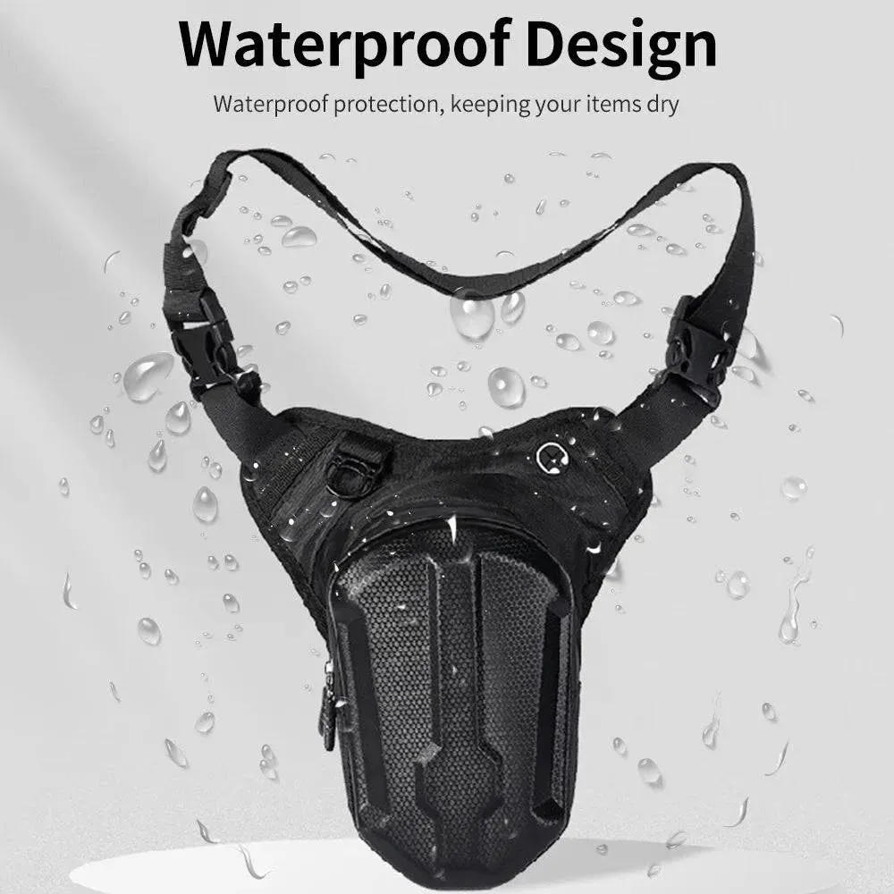 Hard Shell Drop Leg Bag Motorcycle Waterproof Waist Pack for Motorcycle Riding Hiking Fishing Men Women