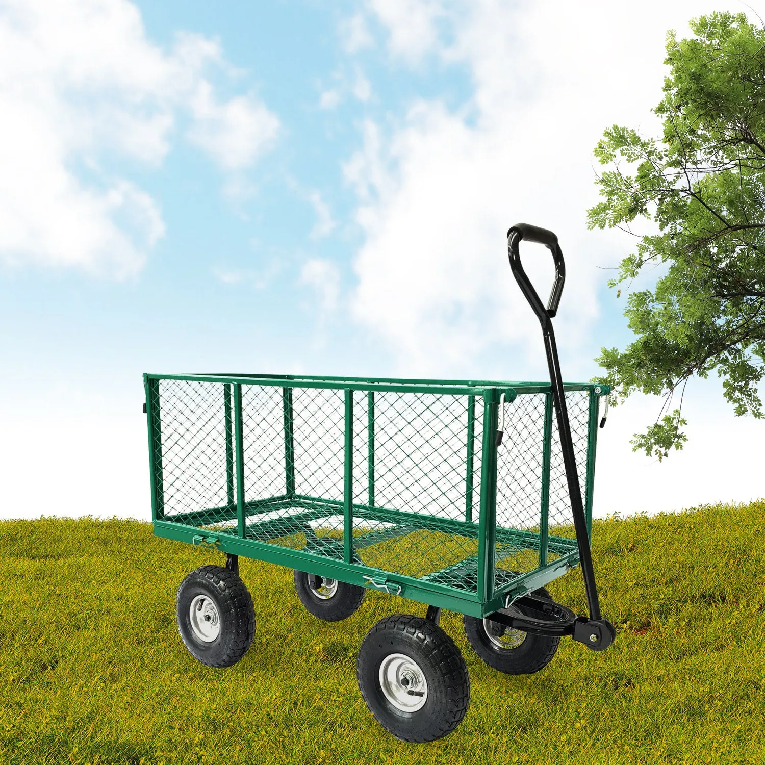 Heavy-Duty Steel Mesh Garden Trolley Cart with 300kg Capacity