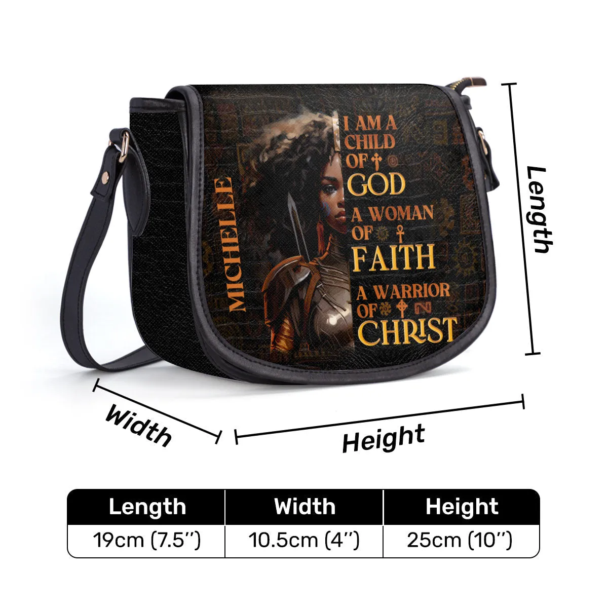 I Am A Child Of God Personalized Leather Saddle Bag - Religious Bags For Women