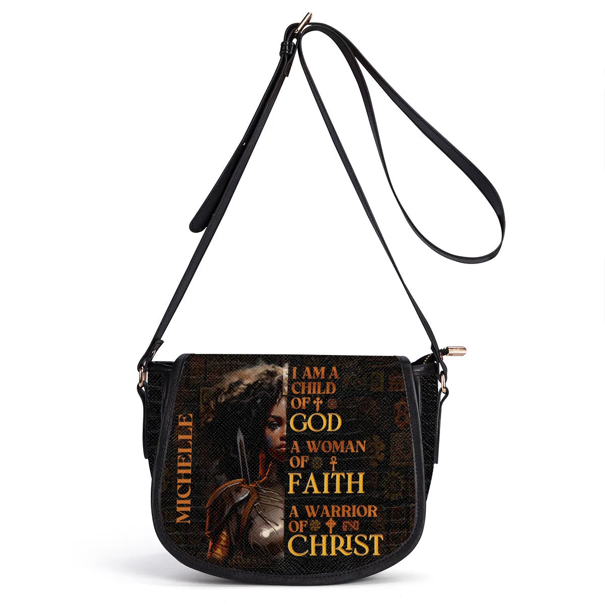 I Am A Child Of God Personalized Leather Saddle Bag - Religious Bags For Women