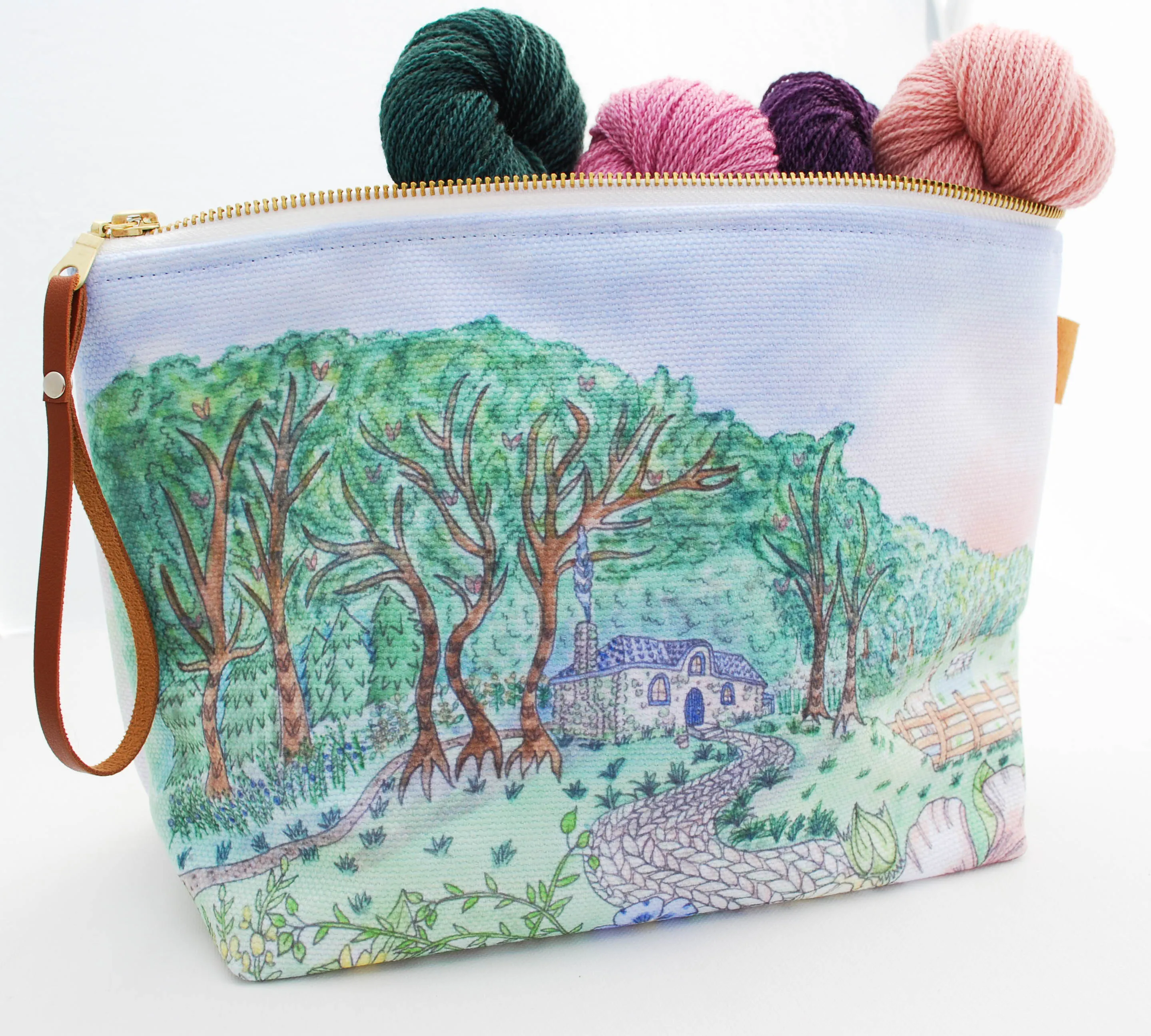 Illustrated Project Bag for Knitting, Crafts: "The Maker's Forest" from Story Maker