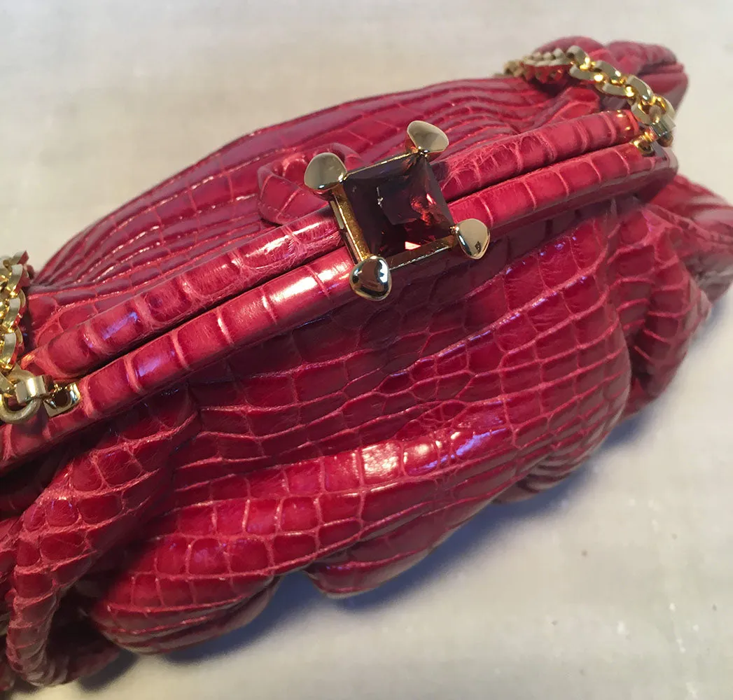 Judith Leiber Small Red Alligator Handbag