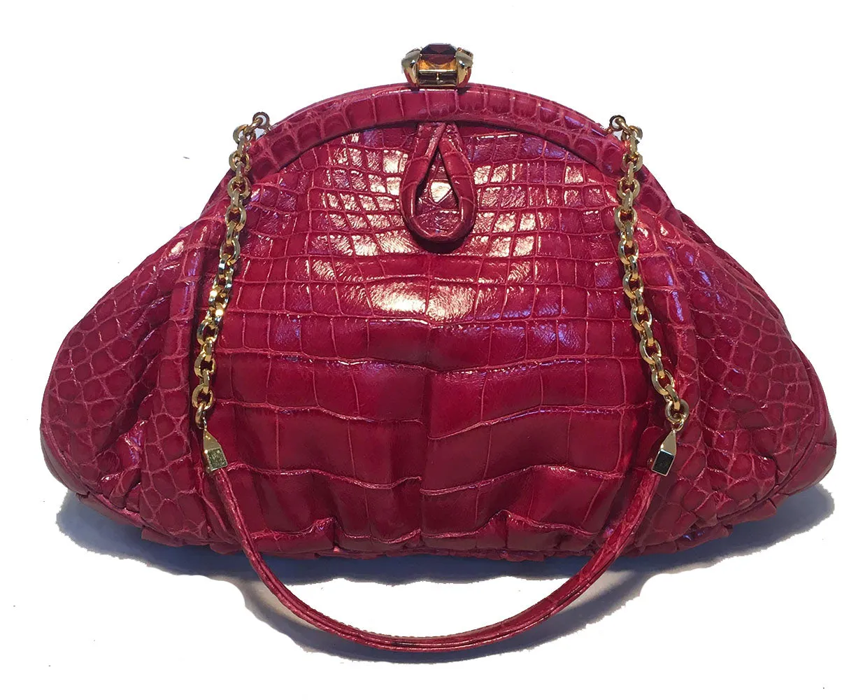 Judith Leiber Small Red Alligator Handbag