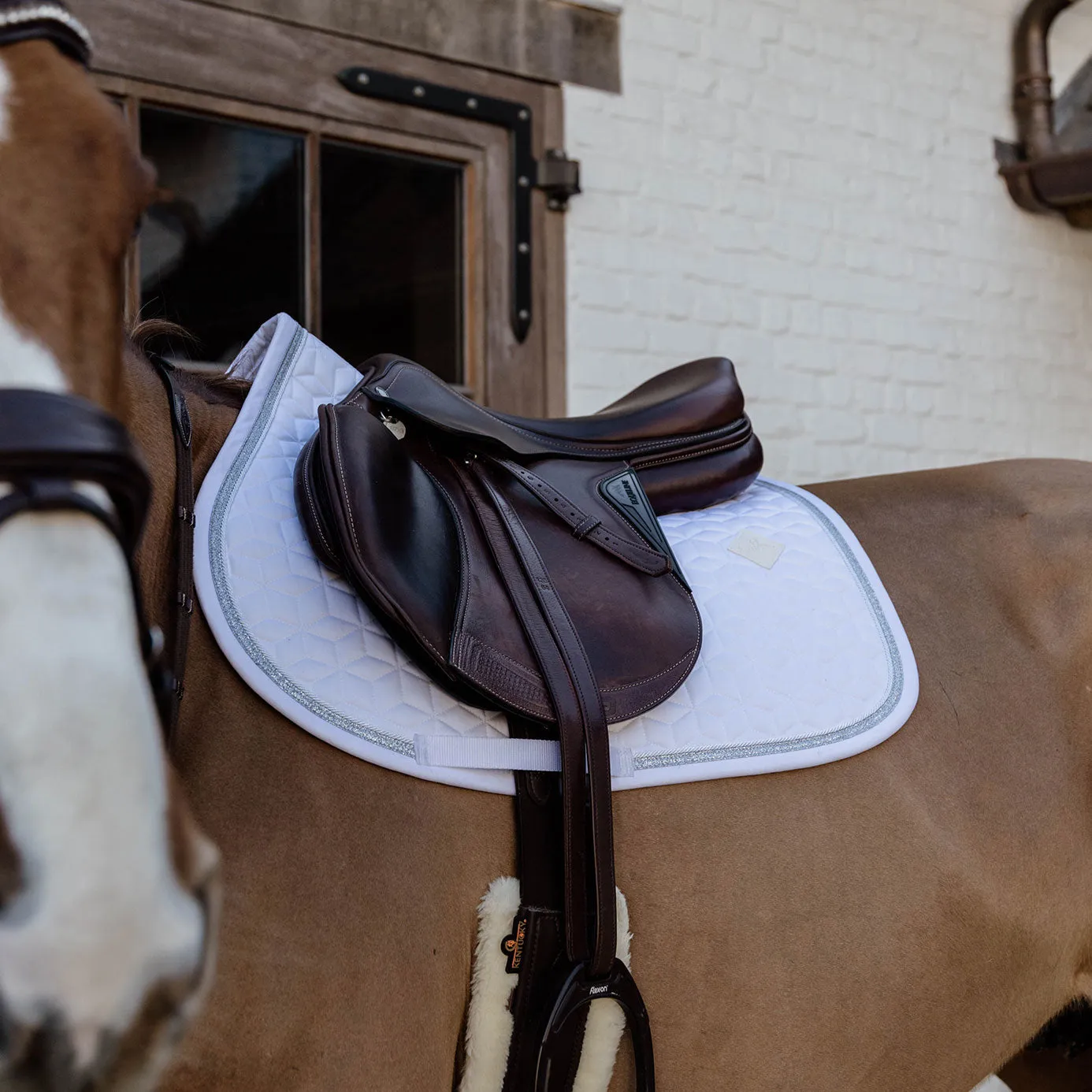 Kentucky Horsewear Glitter Rope Jumping Saddle Cloth - White/White