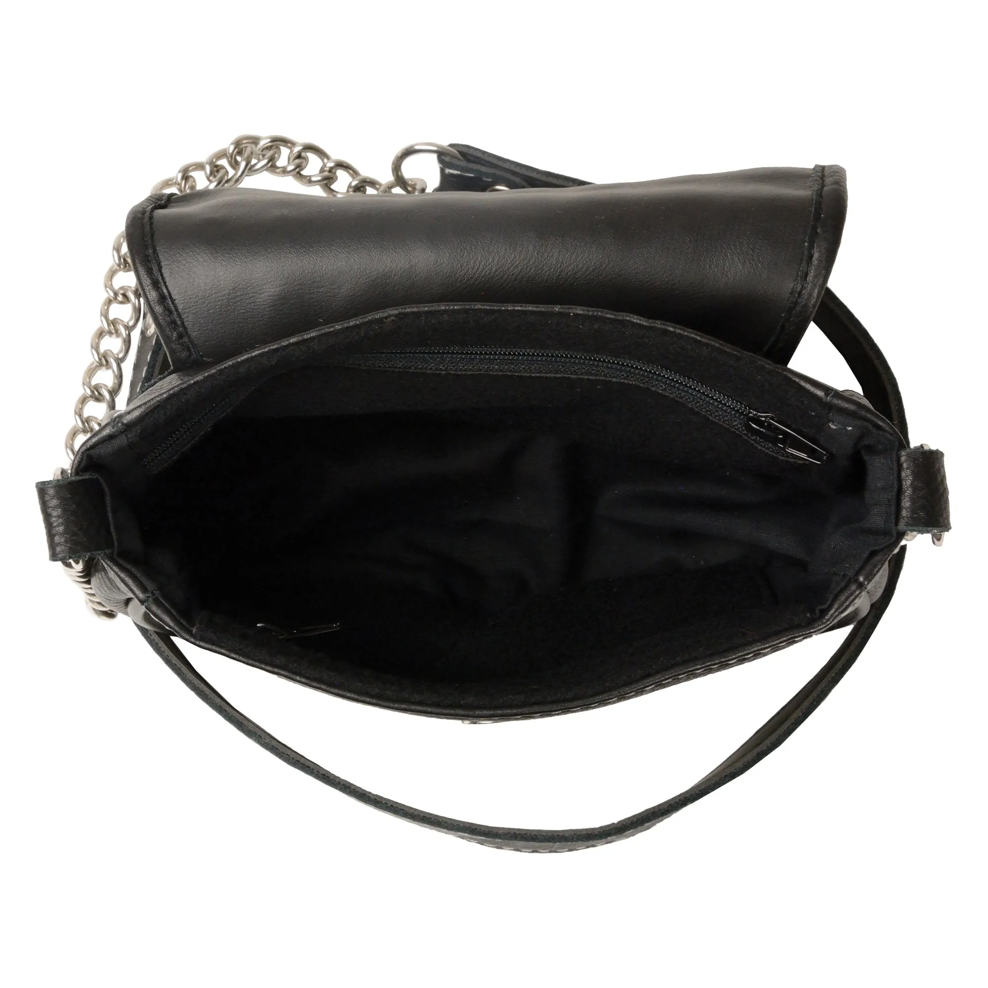 Ladies Chain Strap Leather Shoulder Bag w/ Eyelets