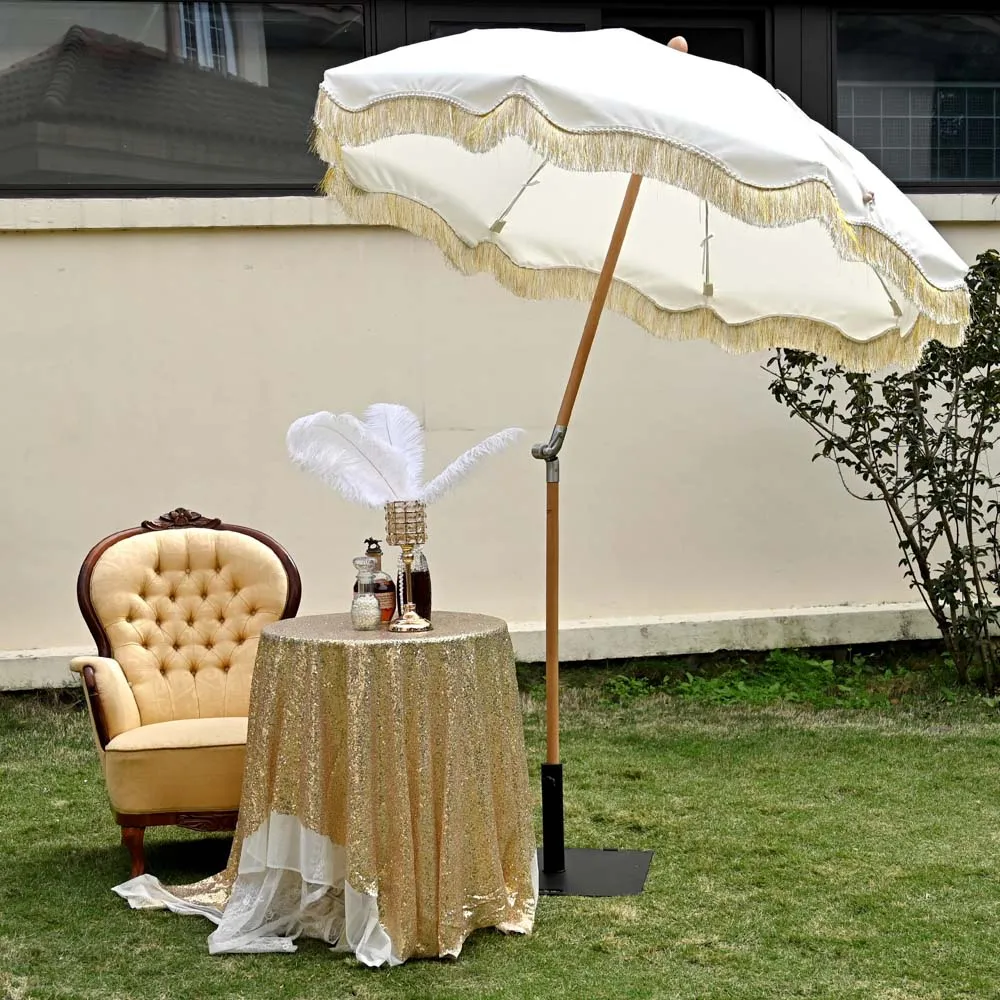 LAGarden Jazz Age Fringe Umbrella Tilt Market Umbrella