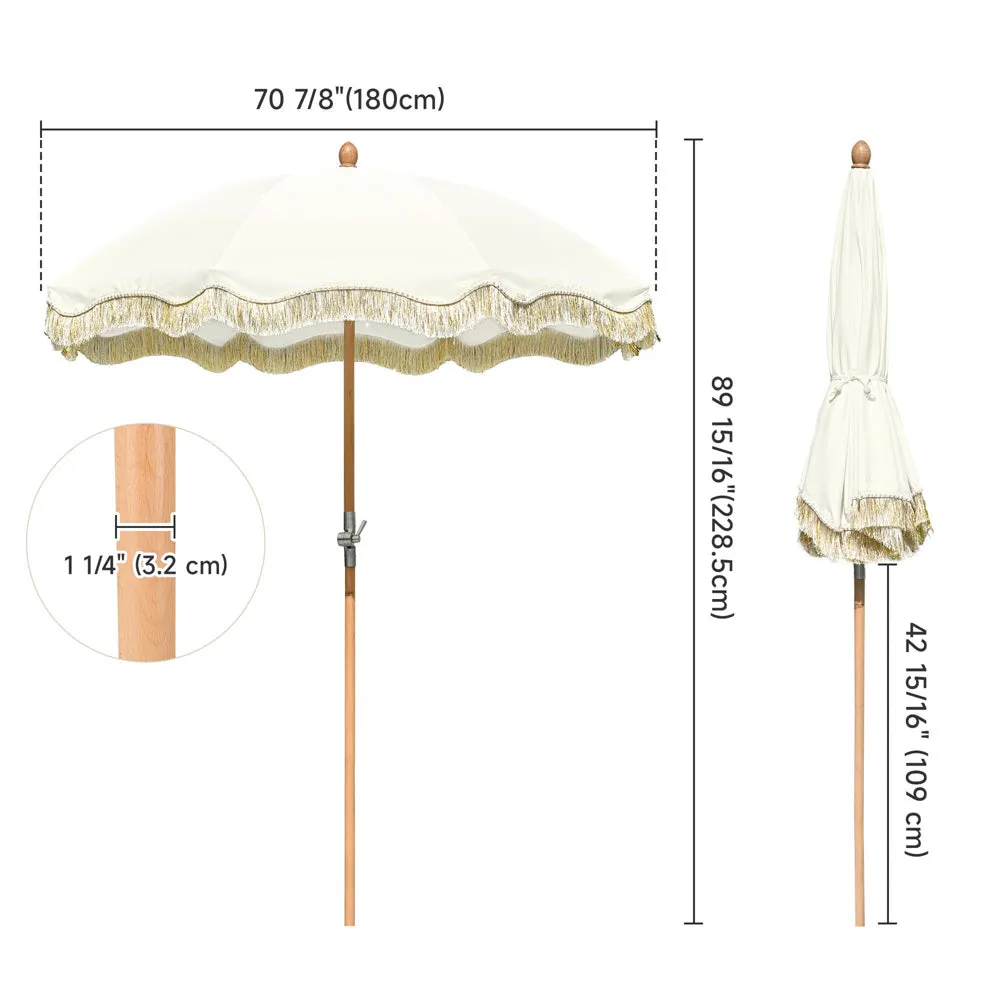 LAGarden Jazz Age Fringe Umbrella Tilt Market Umbrella