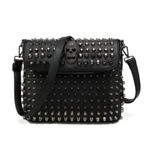 Large Studded Skull Shoulder Bag H1417