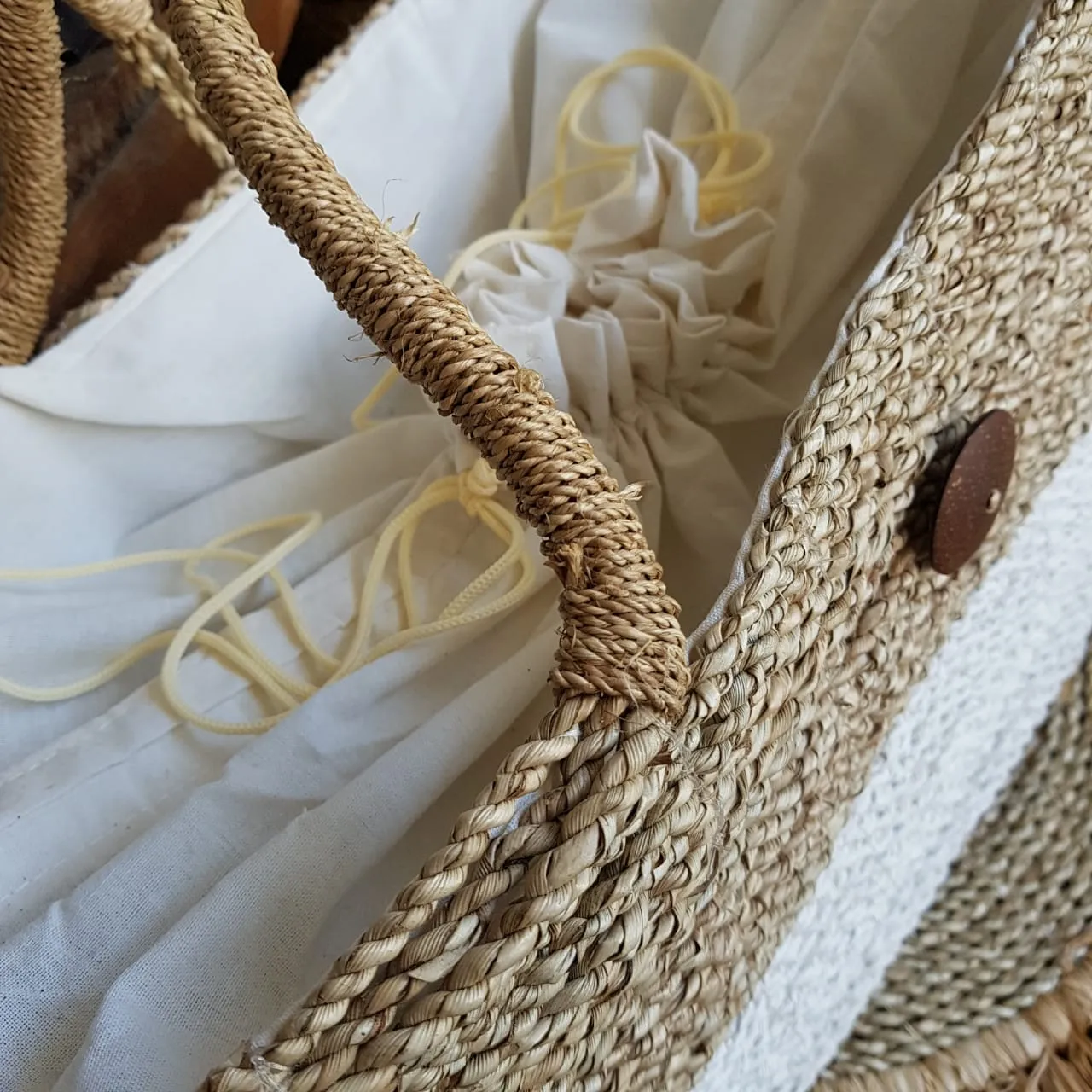 Large Two Tone Raffia Beach & Outdoor Tote Bag