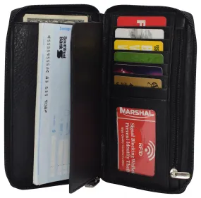 Leather Ladies Double Zipper Card Holder Genuine Leather Wallet by Marshal