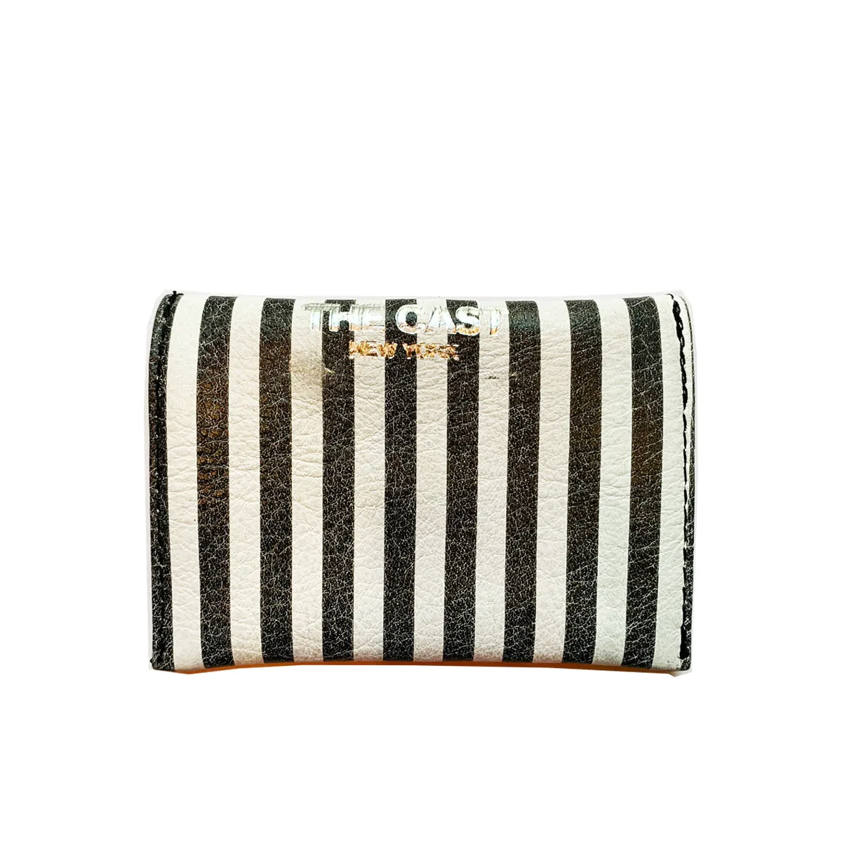 LEATHER MINI–WALLET - B&W STRIPED