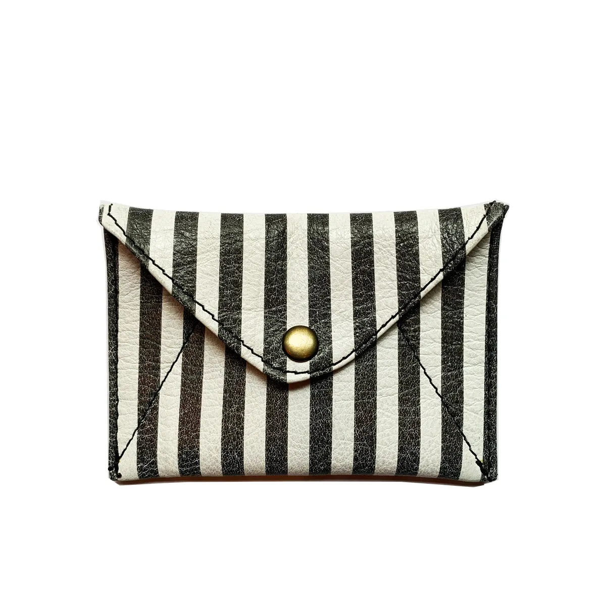 LEATHER MINI–WALLET - B&W STRIPED