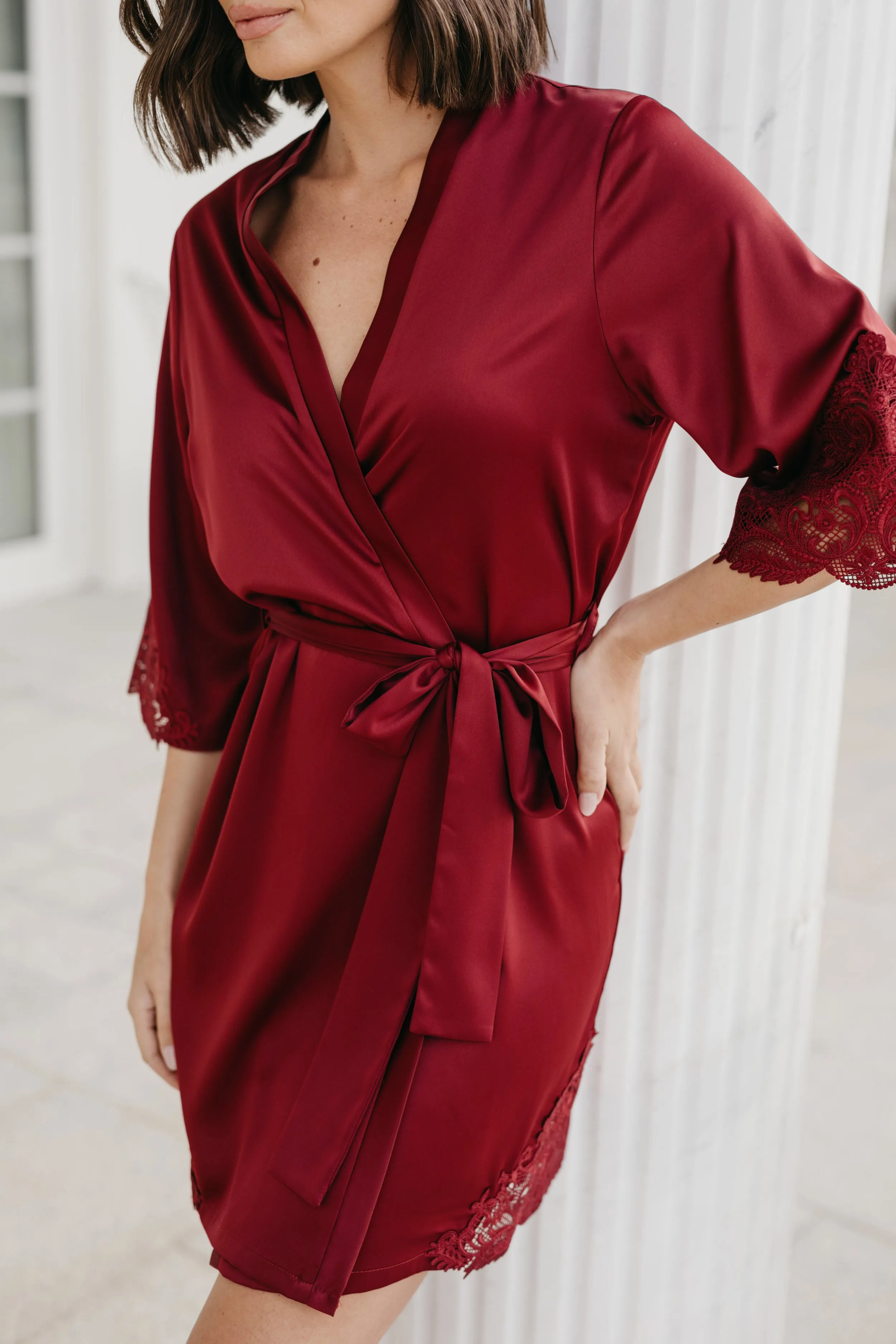 Lidia Lace Trim Robe