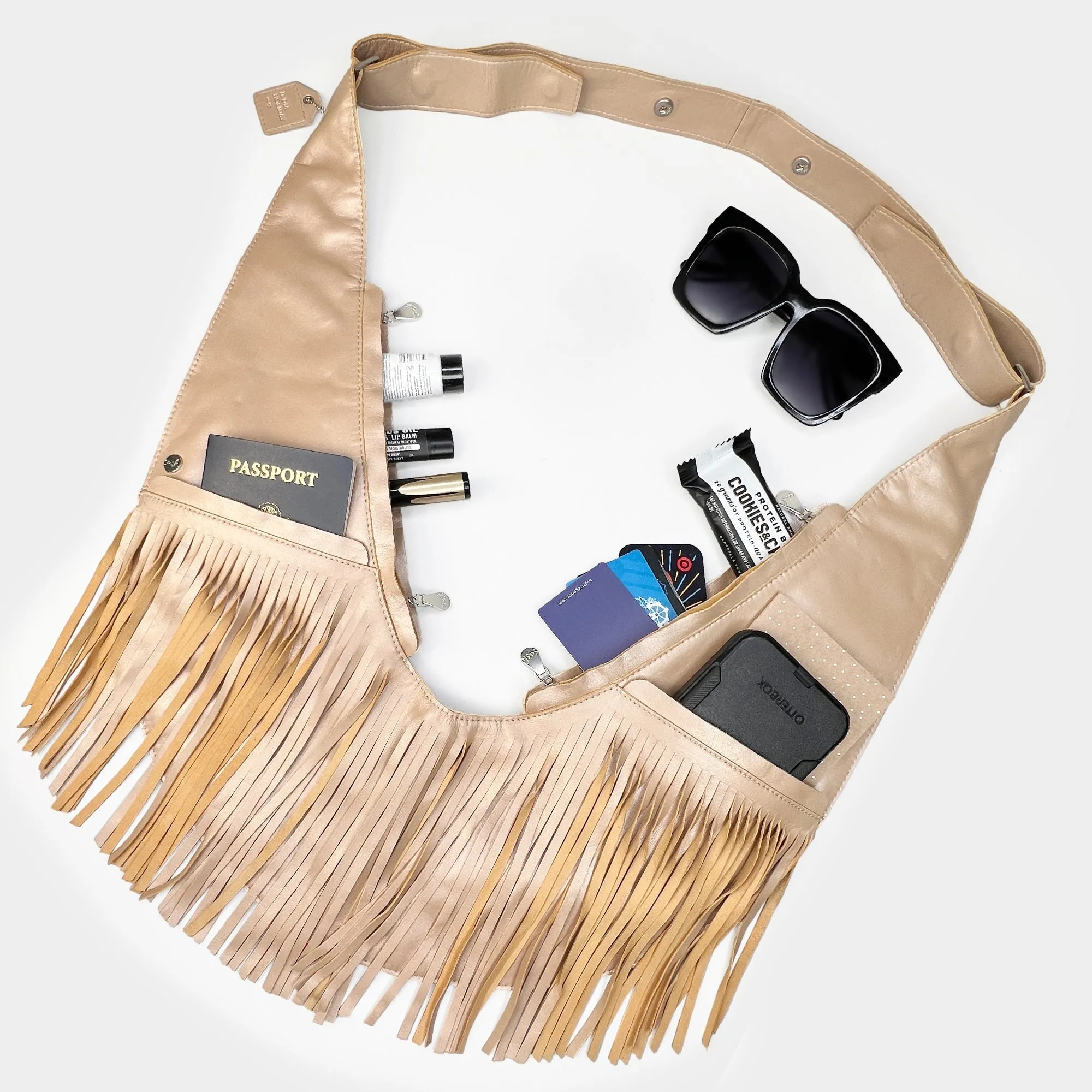 (LIVE) 24K Leather Fringe Sash Bag