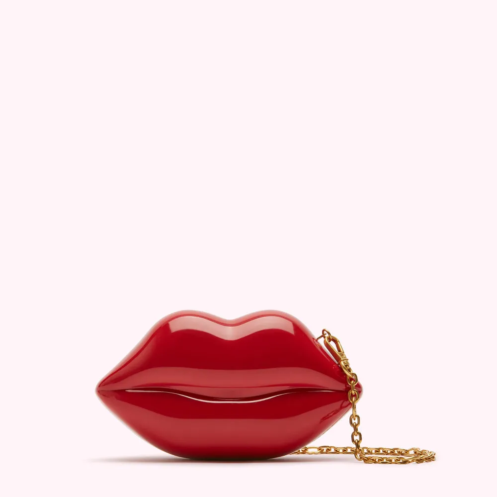 LULU RED MICRO LIPS CLUTCH BAG