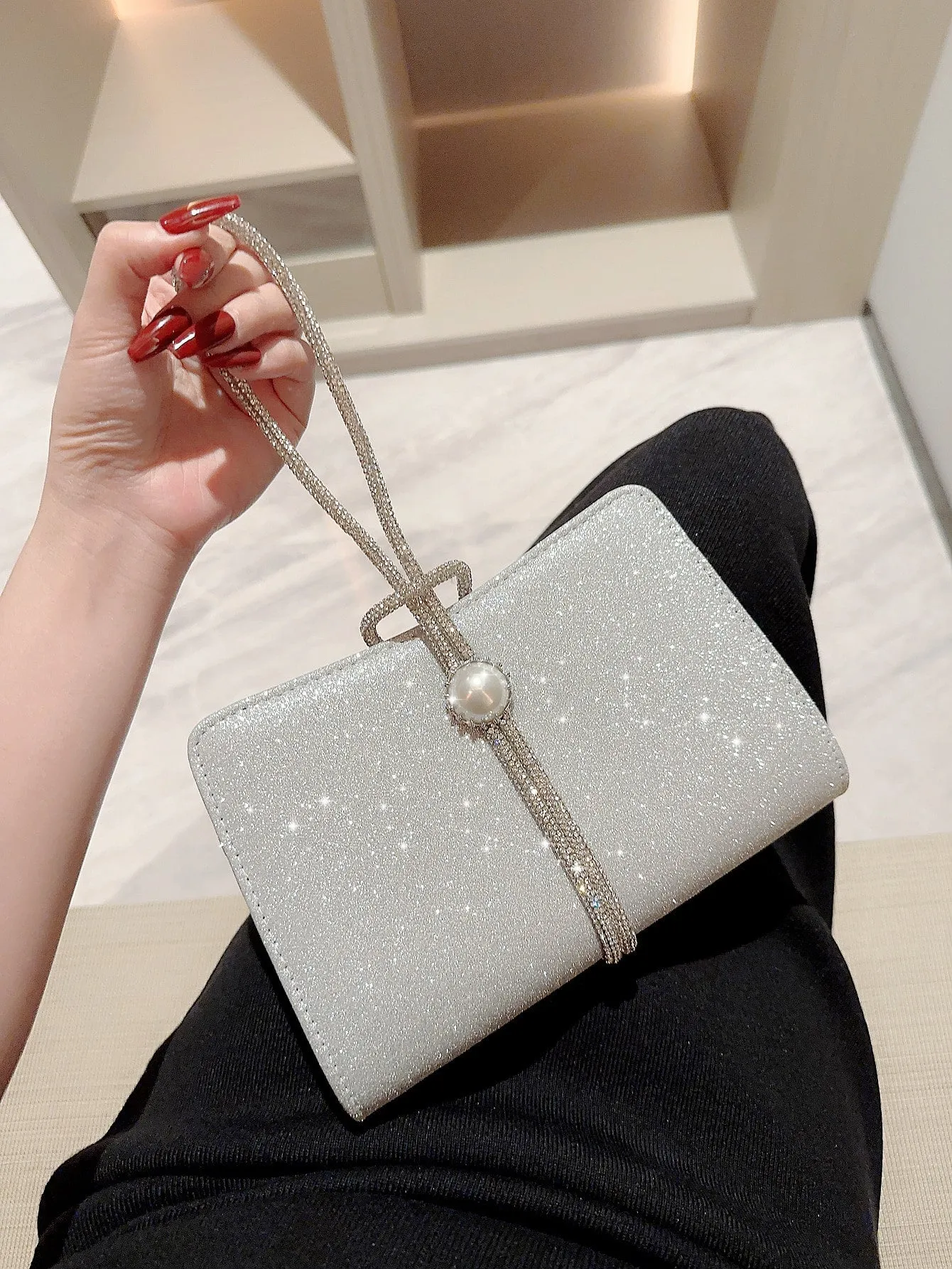 Luxury Glitter, Pearl Evening Handbag