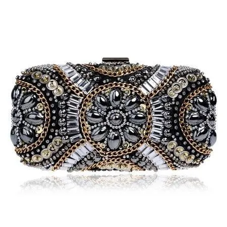 Luxy Moon Black Evening Bags Beaded Diamonds Clutches