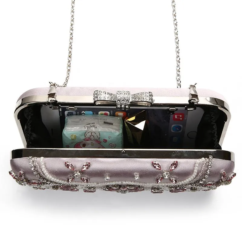 Luxy Moon Pink Evening Bags Crystal Rhinestone Clutch