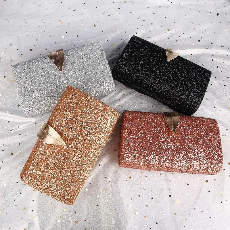 Luxy Moon Sequin Evening Bags Glitter Leaf Decoration Clutches