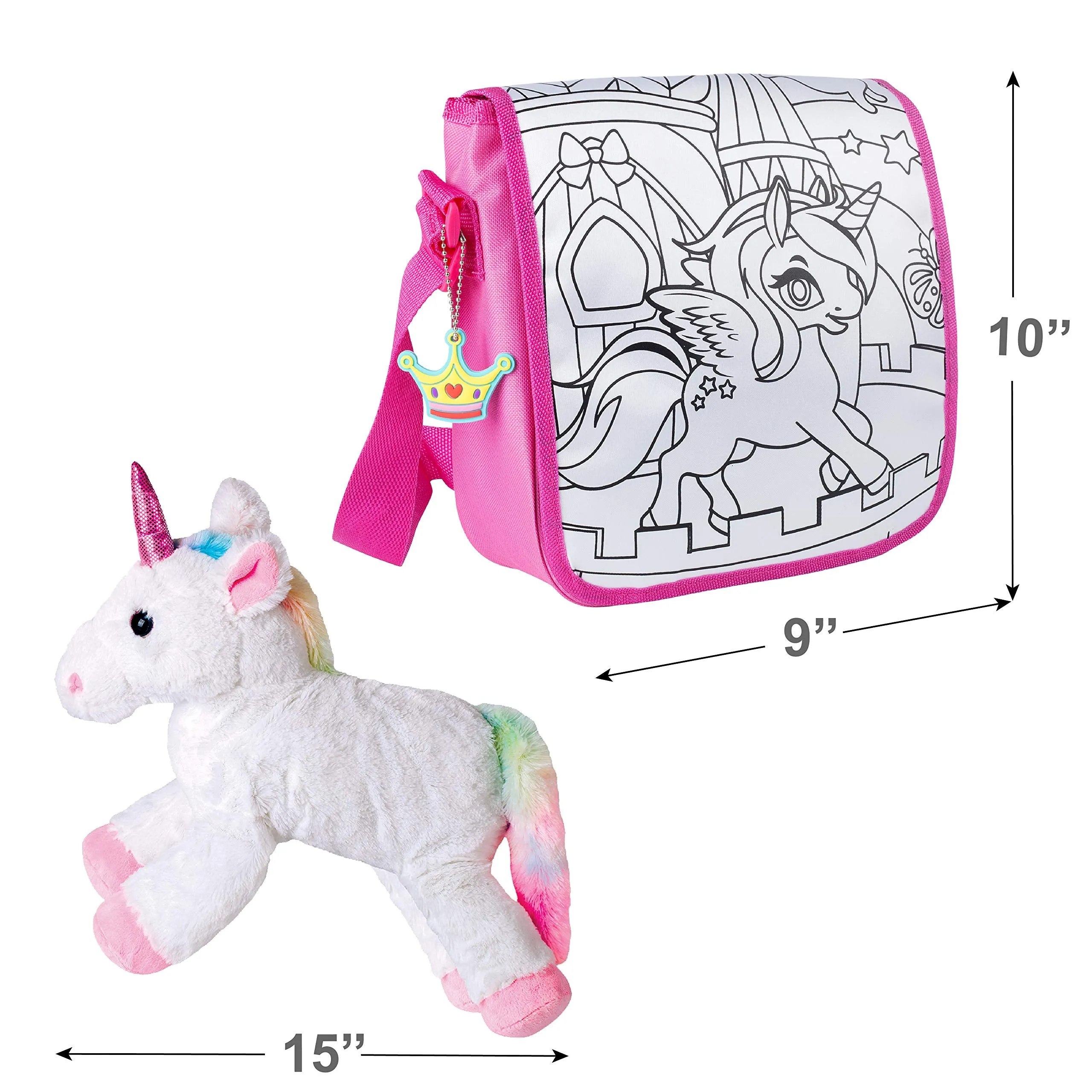 Magical Unicorn Gift Set with 15" Plush Stuffed Unicorn, Pink Sunglasses, Unicorn Purse