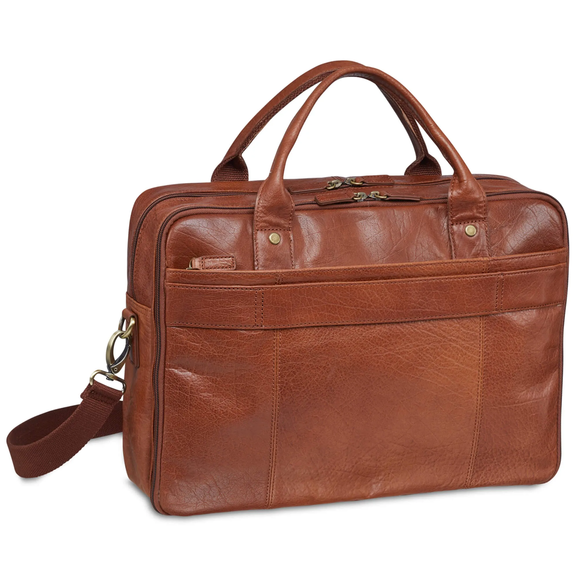 Mancini Leather Briefcase Double Compartment for Laptop/Tablet