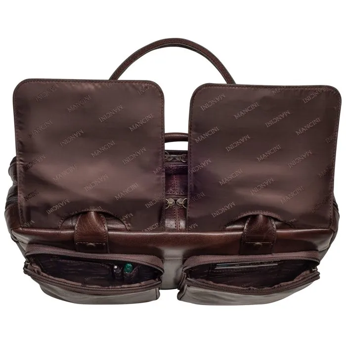 Mancini Leather Briefcase Double Compartment for Laptop/Tablet