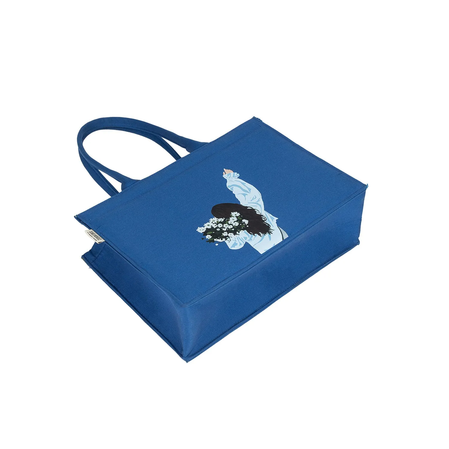 Medium Mimi - Girl Corsage Royal Blue Tote Bag