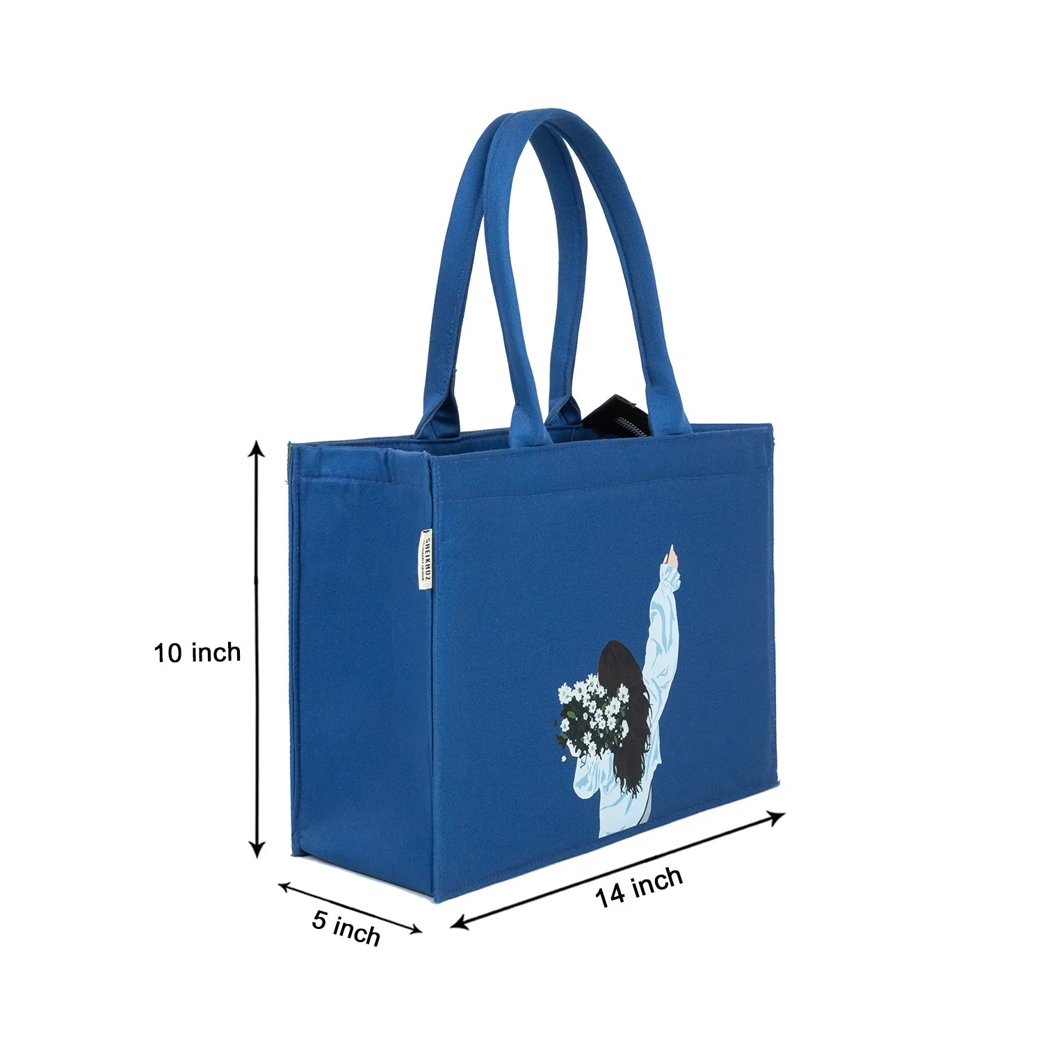 Medium Mimi - Girl Corsage Royal Blue Tote Bag