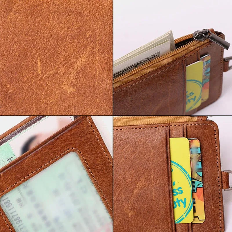 Men Genuine Leather Casual Anti-Theft RFID Blocking Wallet Card Holder