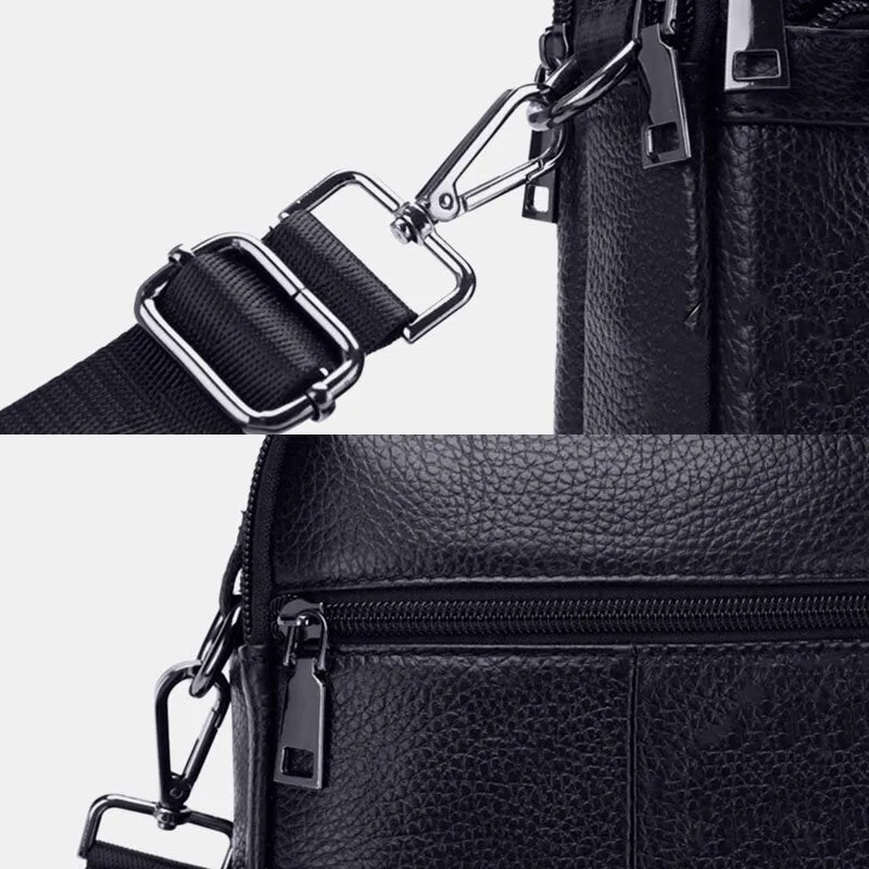 Men Genuine Leather Multifunction Multi-pocket Anti-theft Crossbody Bag Shoulder