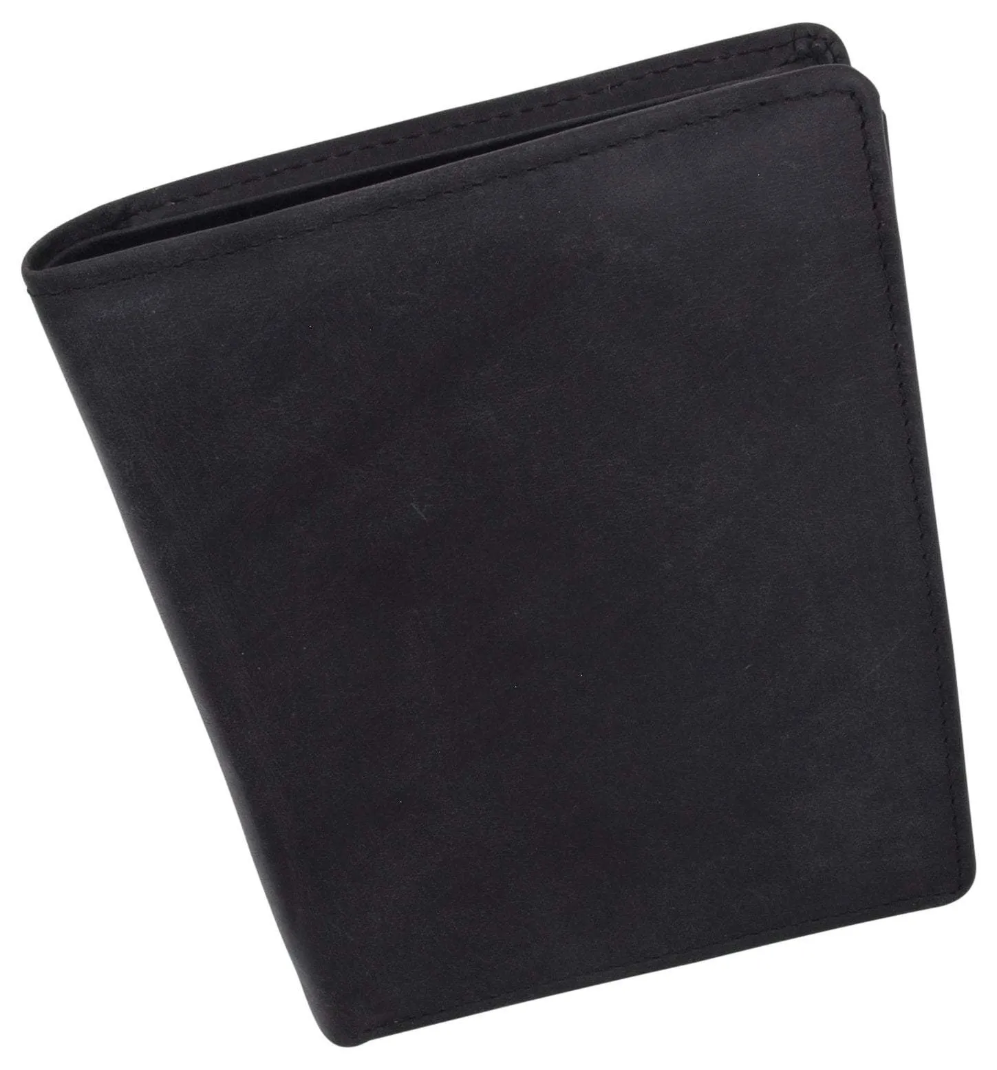 Mens Bifold Hipster Genuine Hunter Leather RFID Blocking Euro Credit Card ID Bill Wallet