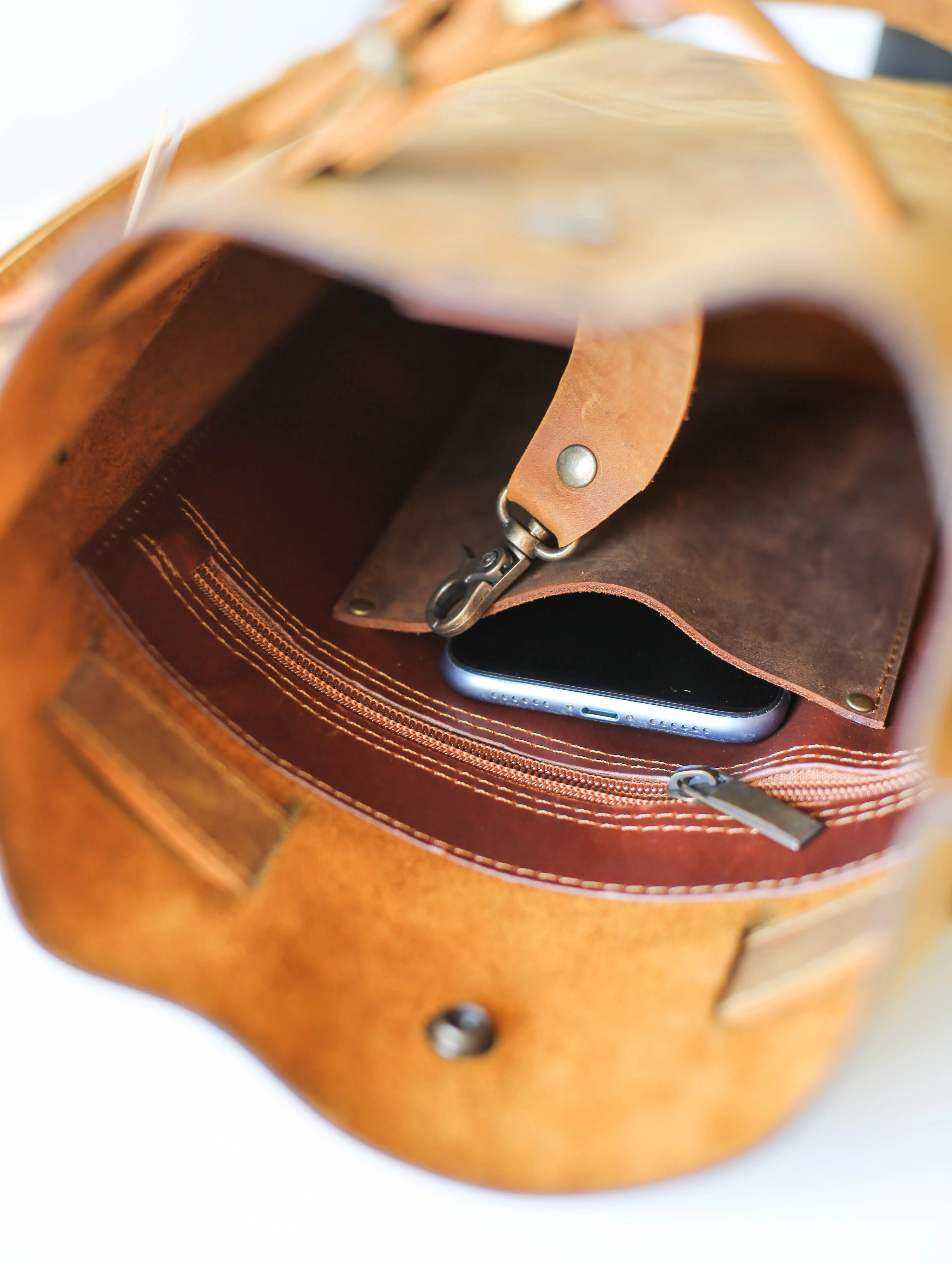 Men's Brown Leather Backpack