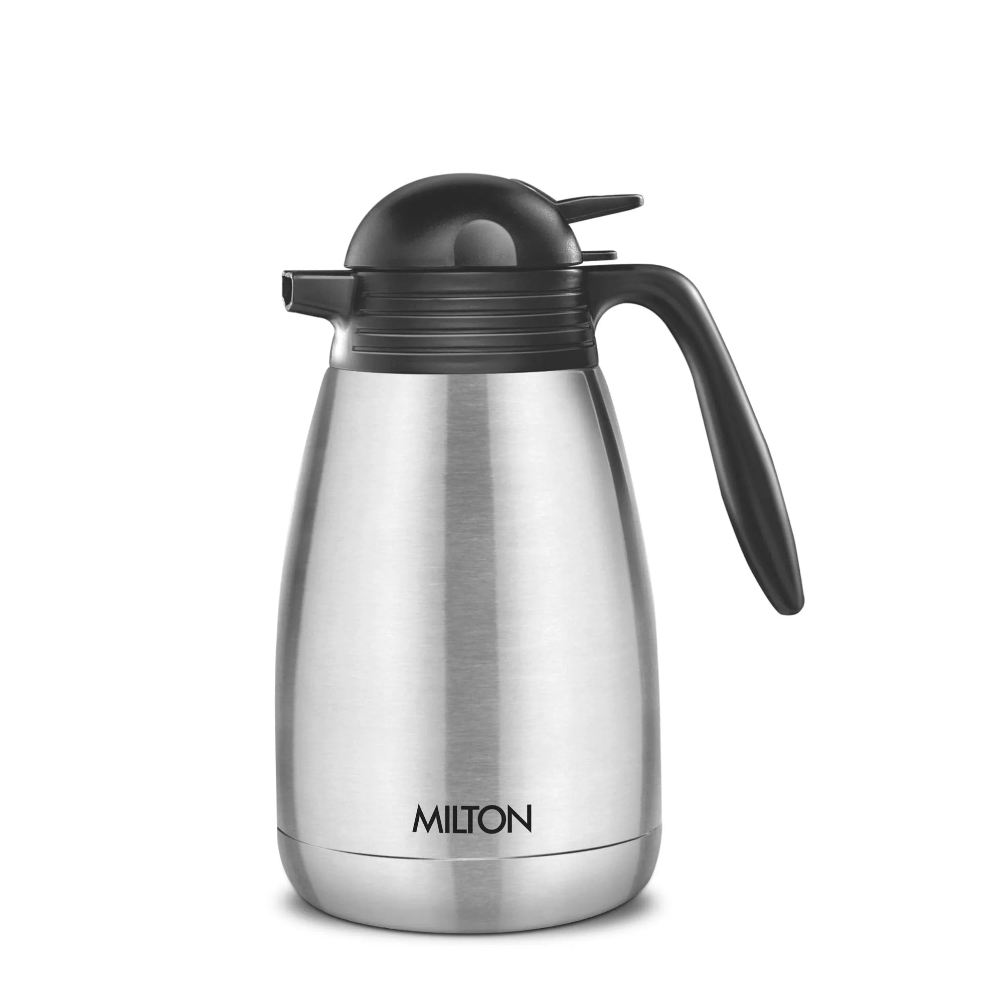 MILTON Thermosteel Flip Lid Flask, 1000 milliliters, Silver & Thermosteel Carafe, 1.5 litres, Silver Combo