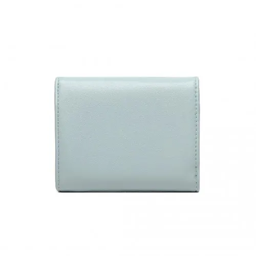 Miss Lulu Elegant Blue PU Leather Wallet - Leaf-Shaped Round Clasp, Women's Accessory