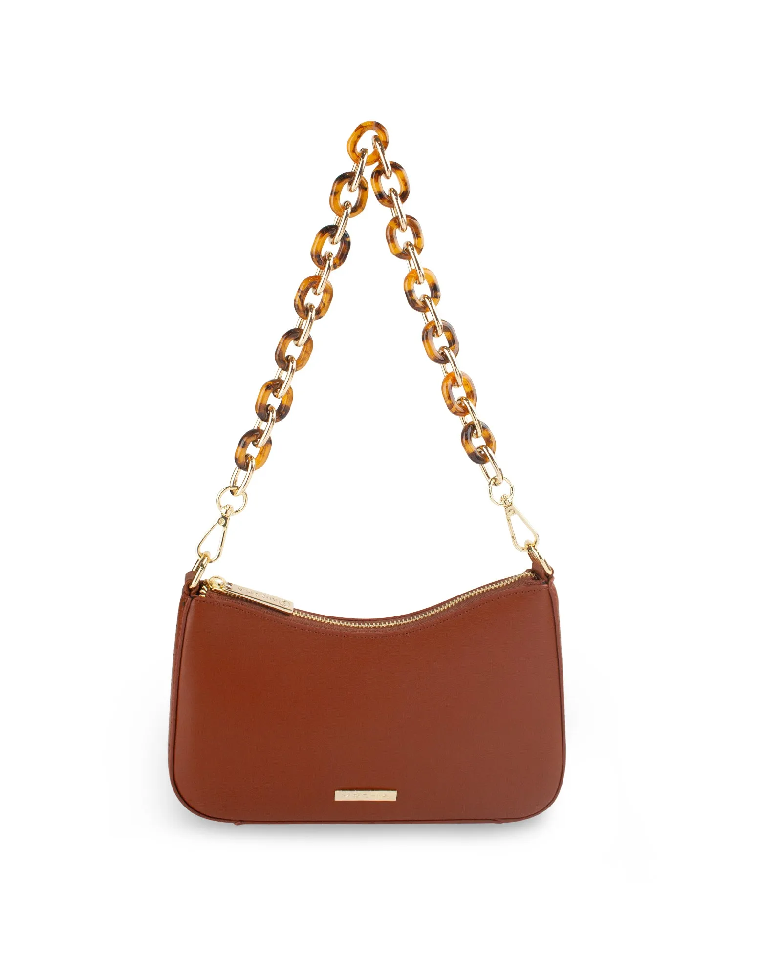 Mocha Olivia Tortoise Shell Chain Crossbody Bag- Cocoa