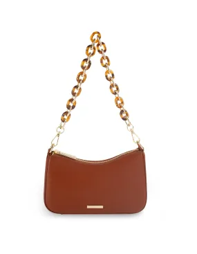 Mocha Olivia Tortoise Shell Chain Crossbody Bag- Cocoa