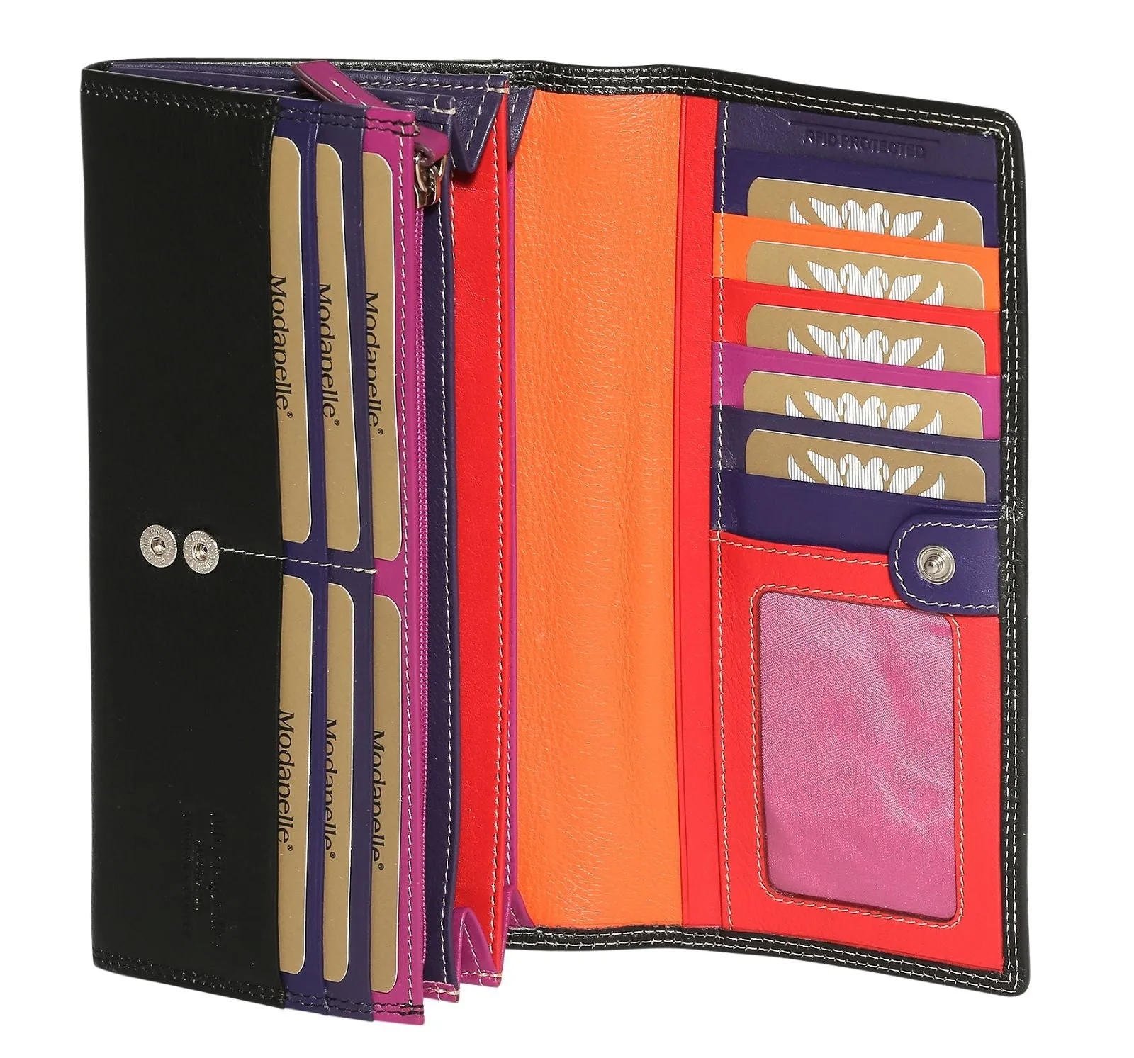 MODAPELLE LEATHER MULTI COLOURED RFID LADY WALLET 7327